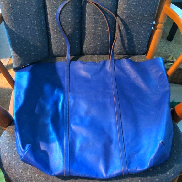 Banana Republic Bags Banana Republic Cobalt Blue Leather Tote